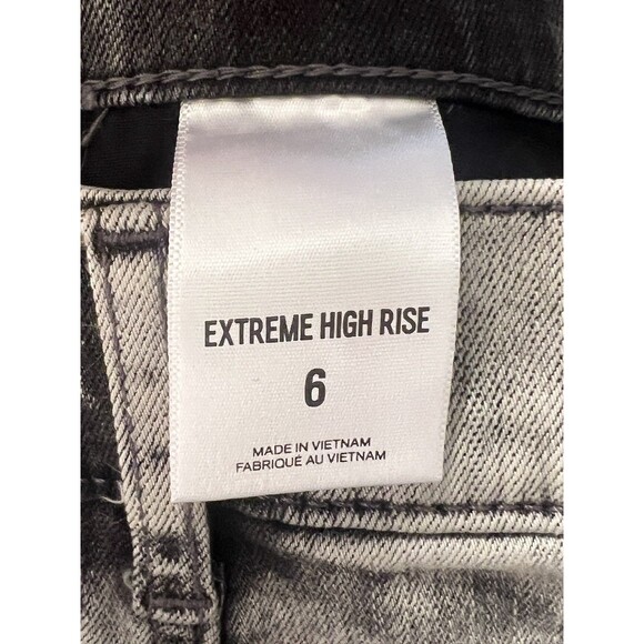 Express Mini Pencil Skirt Denim NEW Womens 6 Distressed Black High Rise Zip NWT - Picture 3 of 15